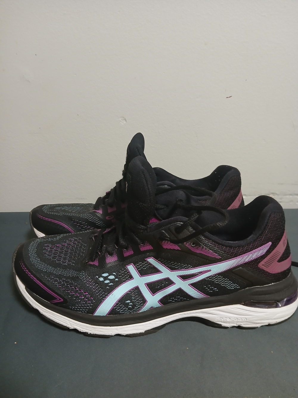 Asics Women's Black with Purple and Light Blue Running Shoes